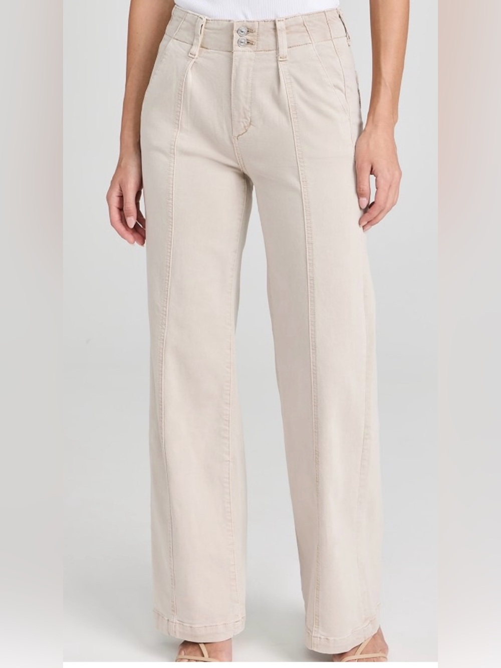 Paige Women's Wide-Leg Seam-Front Jeans - Cream